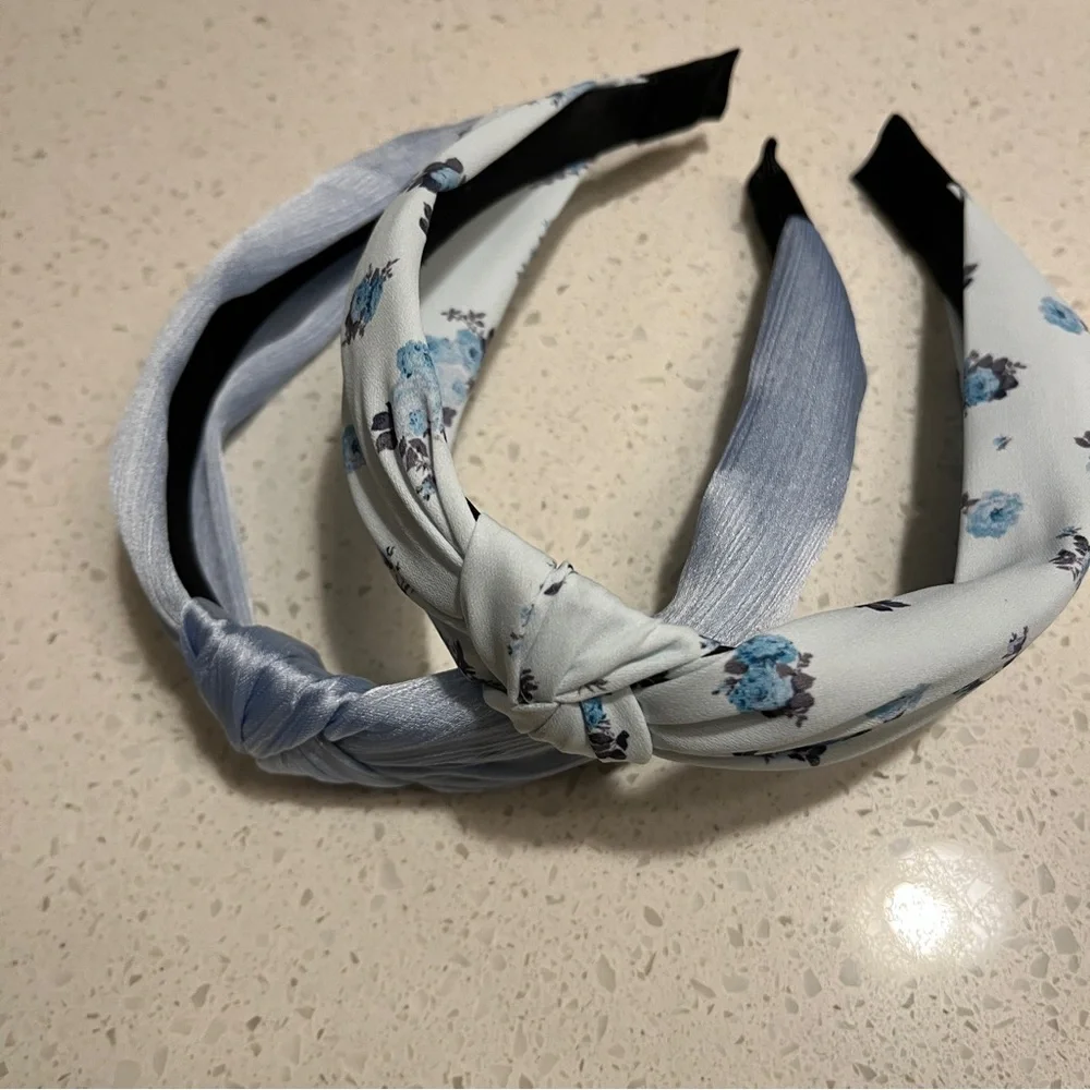 Blue‎ floral set of 2 headbands